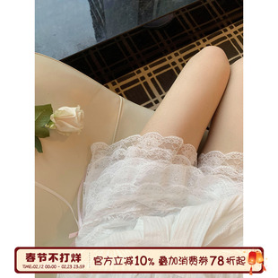 馨帮帮蝴蝶结蕾丝安全裤女夏季薄款宽松蛋糕短裤外穿防走光打底裤