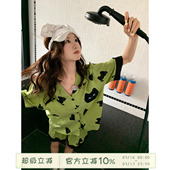 舒适透气家居服套装 睡衣女2025夏季 猫咪翻领短袖 馨帮帮Homedress