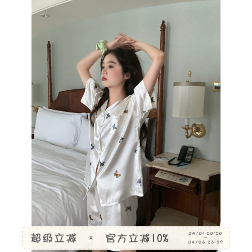 Sinbounboun蝴蝶冰丝睡衣套装