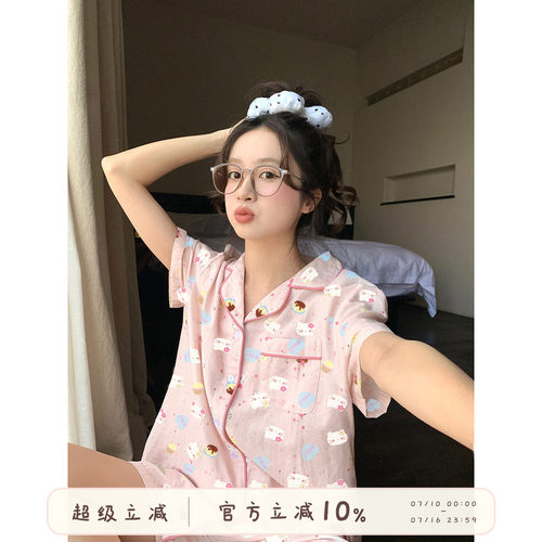 馨帮帮Homedress卡通猫波点睡衣