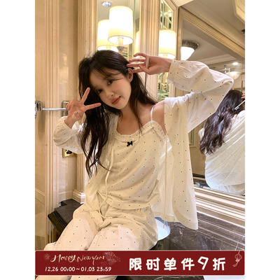 馨帮帮Homedress波点吊带家居服