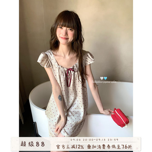 馨帮帮Homedress小飞袖波点睡衣