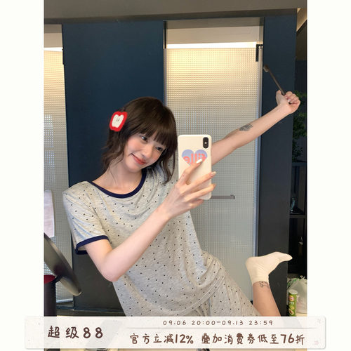 馨帮帮Homedress薄款波点睡衣