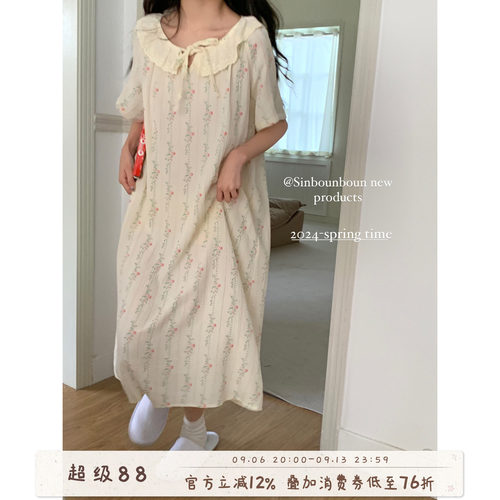 Sinbounboun睡裙甜美碎花睡裙
