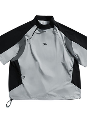 新式24SS黑色灰色拼色网眼拼接日系山系速干训练套装球衣T恤潮ins