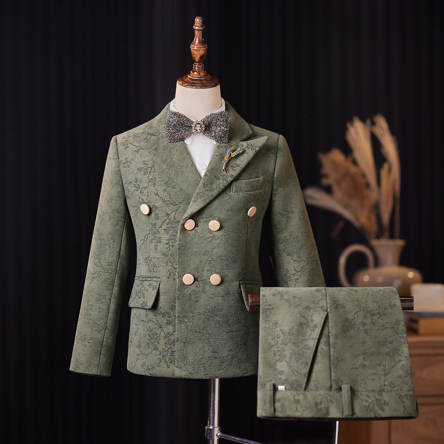 男童西装套装男童生日礼服元旦年会钢琴西装春晚主持演出服加厚冬