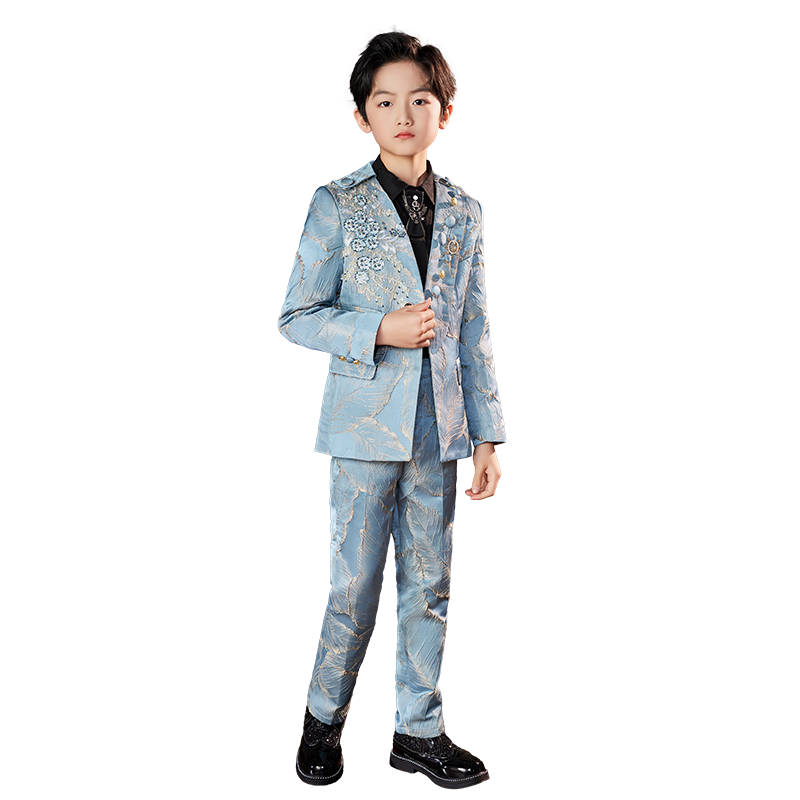 儿童西装男童模特帅气英伦走秀主持花童生日礼服钢琴演出西服春夏