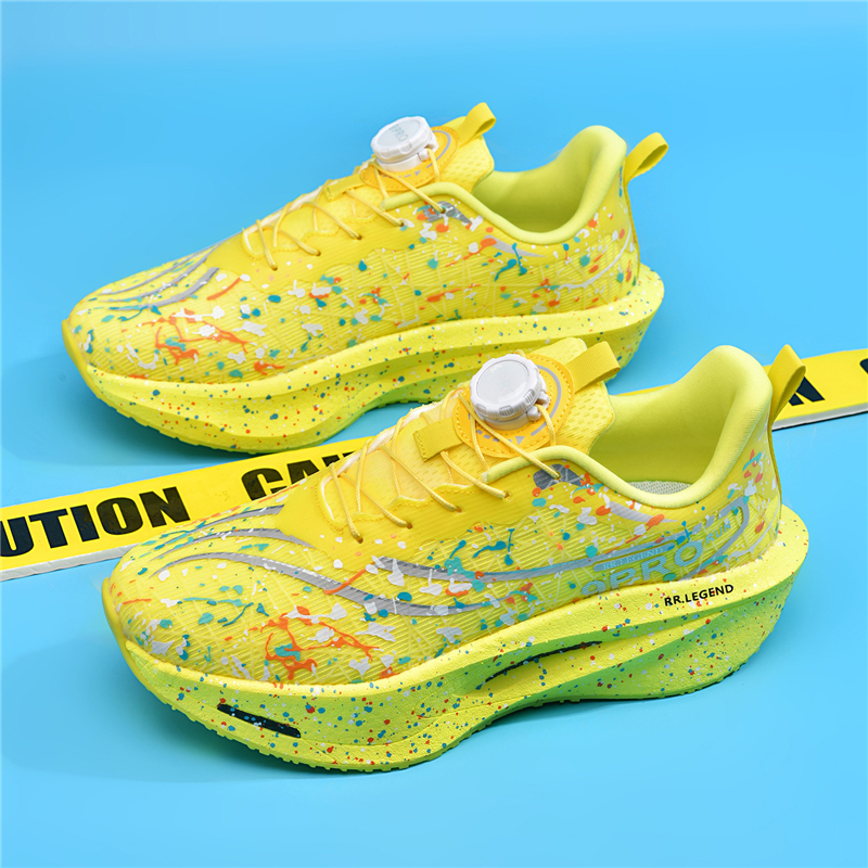 青少年旋转扣跑鞋秋季网面透气夜光初中生碳板减震防滑男童运动鞋