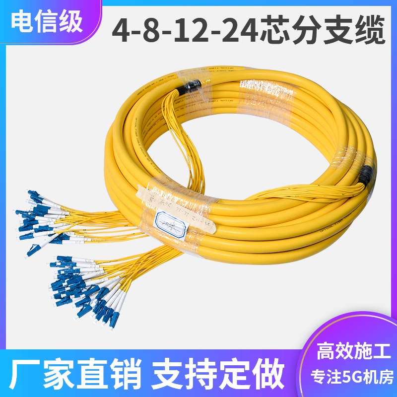 4 8 12 Core 24 Core Beam Shaped Tail Slim SC Head square head turn LC-FC-ST Telecommunications grade Multi-core indoor leather line branch cable Custom 5G machine room wiring single mode cluster optical fiber jumper cable tail cable