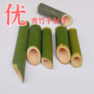 石槽引水竹节管竹筒斜切庭院流水装饰天然竹管空心竹筒做酒流水嘴