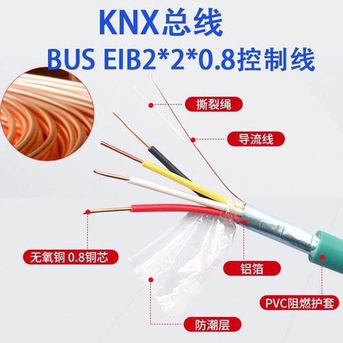 国标KNX EIB总线电缆BUS2*2*0.8控制线家居智能灯控线rs485通信线