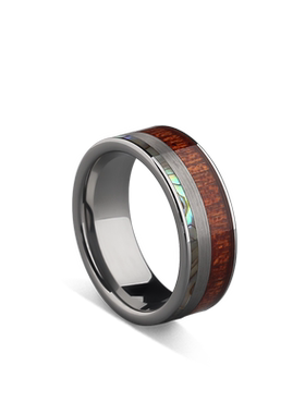 MOKANI潮牌复古男士钨金彩贝戒指