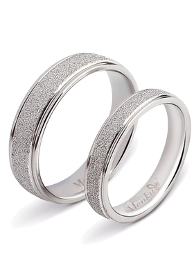梦卡妮日韩潮款银色磨砂情侣戒指