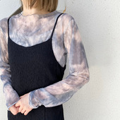 日本女日系秋冬新款 两件套 圆领长袖 晕染彩色T恤