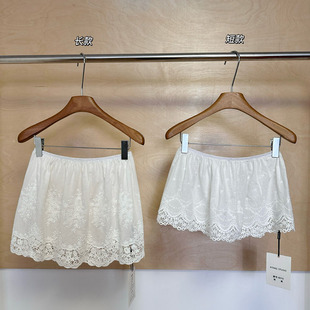 韩式刺绣花边打底鲨鱼裤遮屁帘女叠穿下摆遮屁股小短裙欧洲站女装