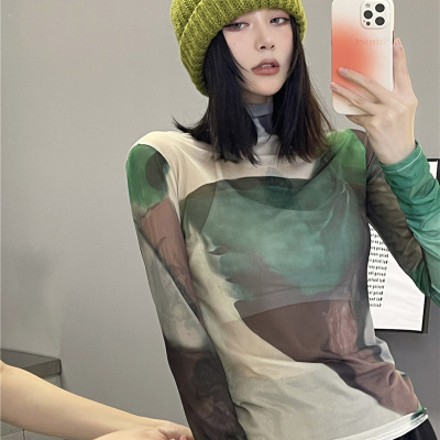 千禧辣妹复古爵士舞上衣性感宽松薄款长袖T恤jazz跳舞衣服女装秋