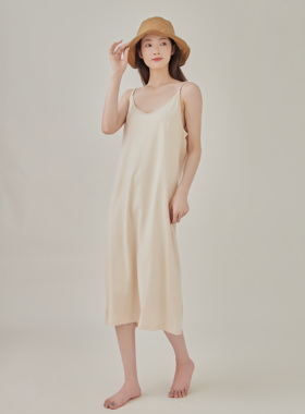 onrays|汉麻棉宽松吊带背心裙天然面料透气针织内搭打底家居睡裙