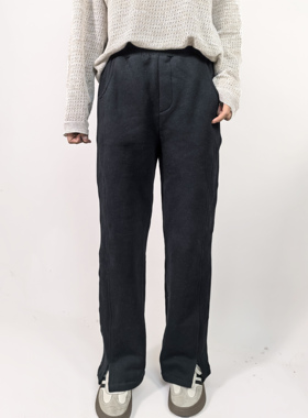 100%新疆长绒棉加绒内里通勤纯棉女士直筒长裤