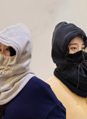 onrays|100%有机棉加绒保暖护耳全包式一体帽挡脸围脖骑车冬帽