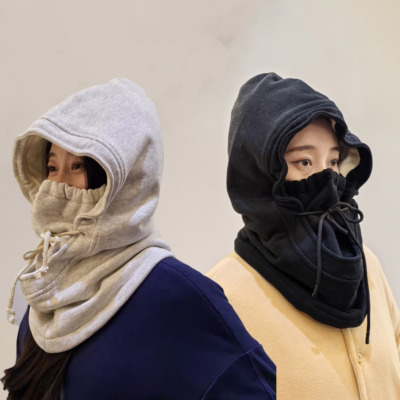 onrays|100%有机棉加绒保暖护耳全包式一体帽挡脸围脖骑车冬帽