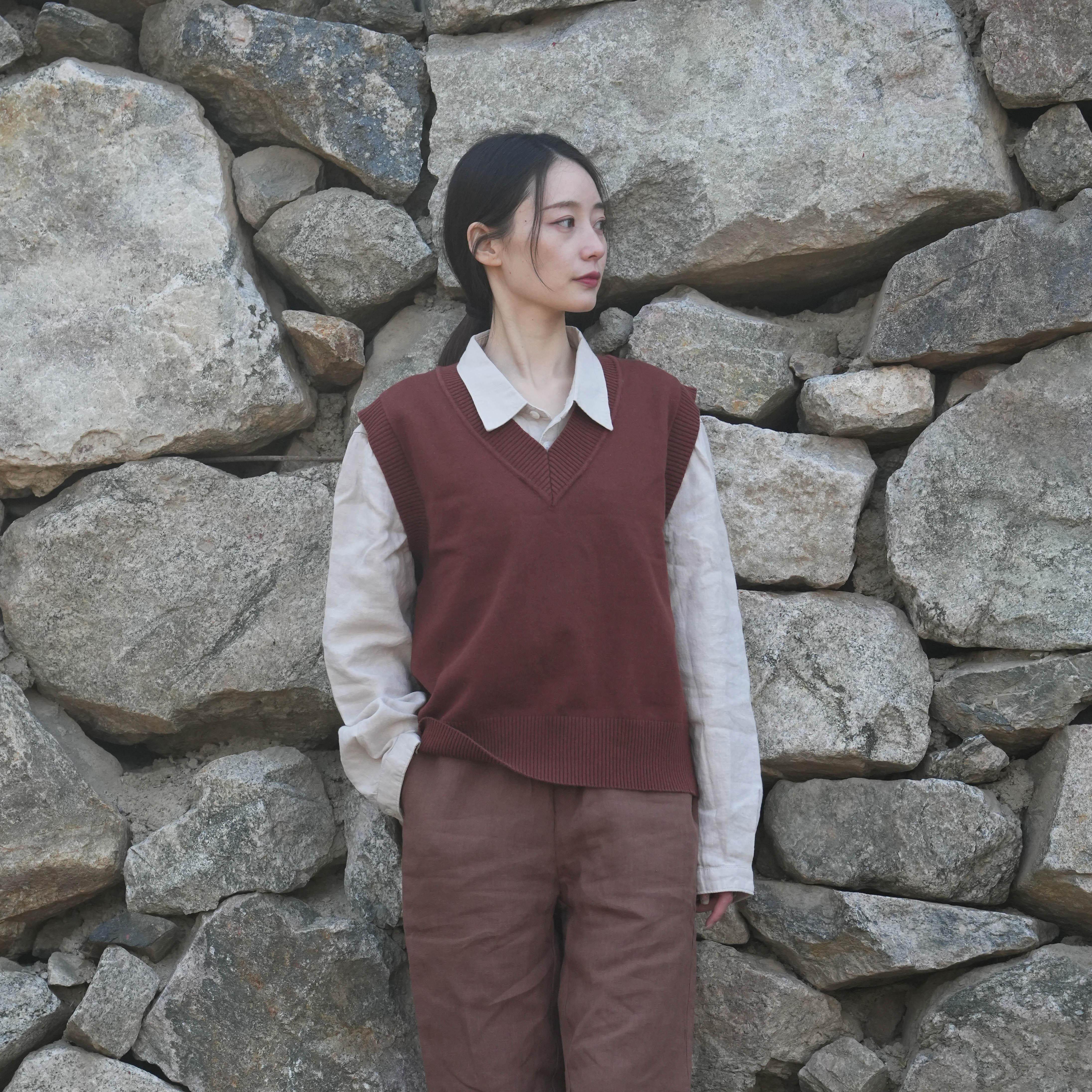 onrays|汉麻棉无静电V领背心马甲复古百搭宽松显瘦无袖毛针织衫,女装/女士精品,马夹,淘宝优惠券,粉丝福利购,淘宝优惠卷