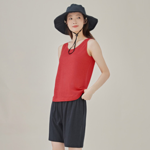 宽松纯色内搭可外穿吊带打底衫 背心女薄款 100%纯汉麻无袖 onrays