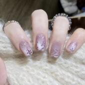 手工穿戴甲立体珐琅花鎏金穿戴甲精致甜美高级感猫眼美甲贴成品