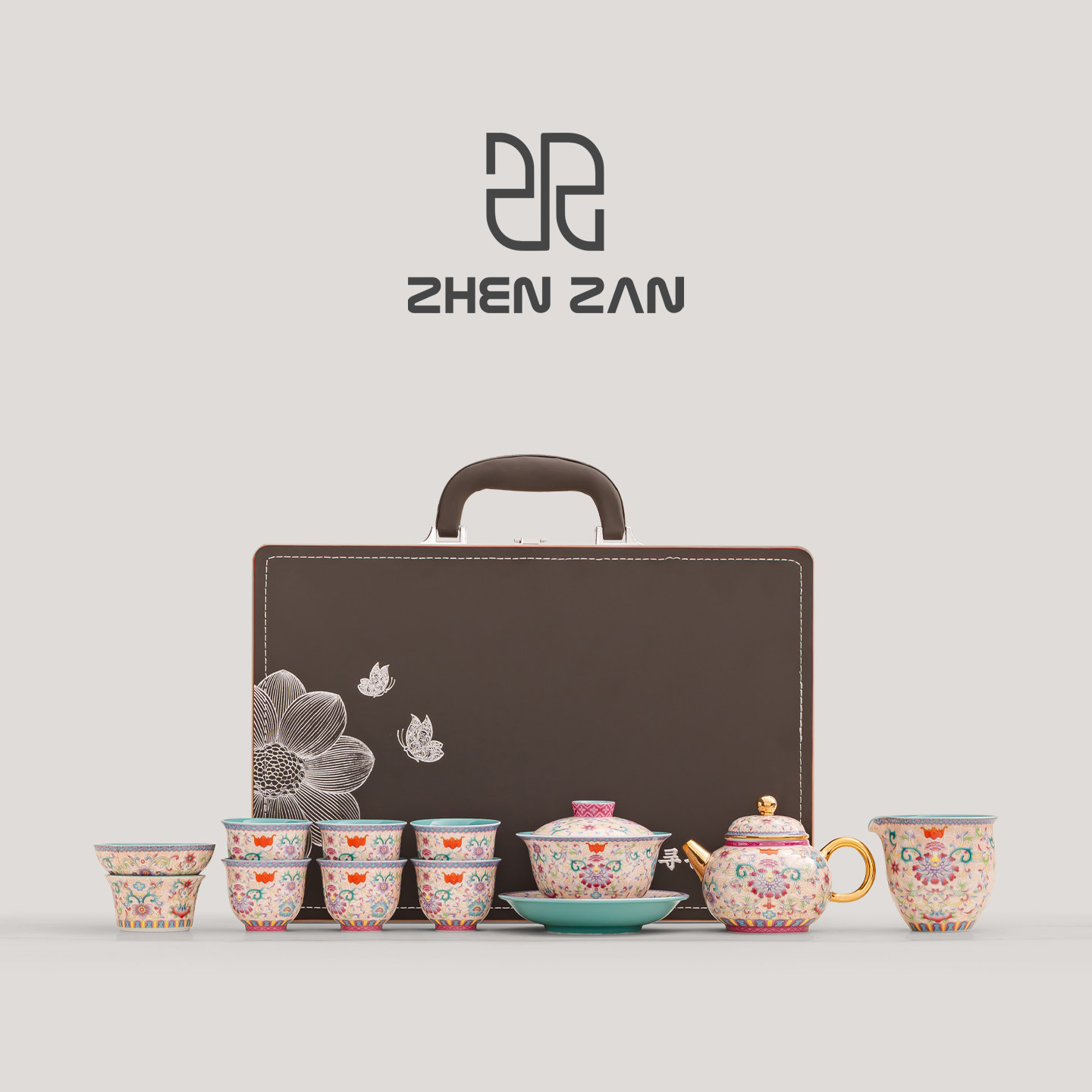 珐瑯彩茶壶盖碗功夫茶具泡茶壶茶杯礼盒套组送长辈领导母亲节礼物