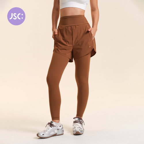 JSC假两件高腰速干防走光瑜伽裤