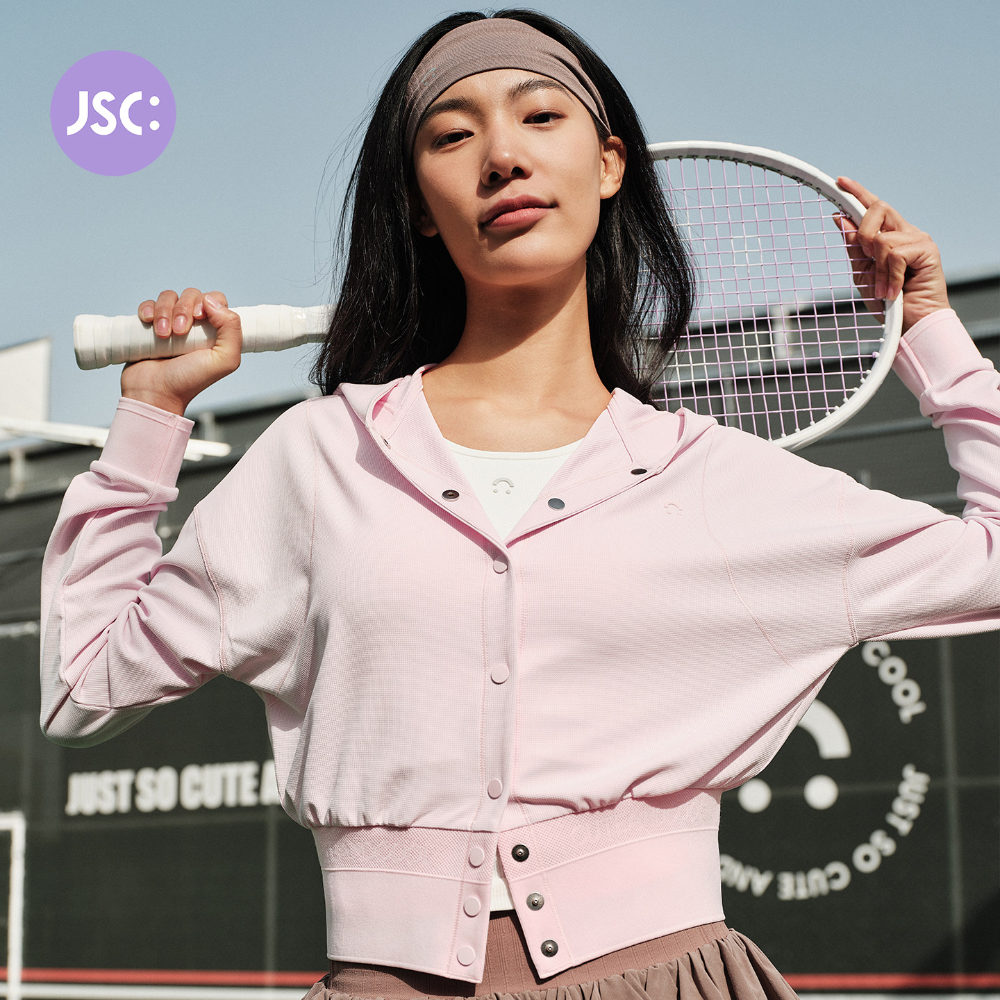 JSC运动外套女户外潮流连帽休闲短款收腰吸湿速干网球服上衣开衫