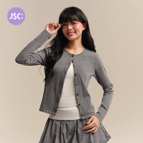 JSC灰色无缝修身长袖瑜伽外套