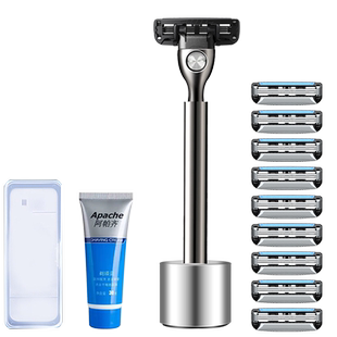 美国进口阿帕齐3层手动剃须刀刮胡刀刀片剃须刀头阿帕奇金属刀架