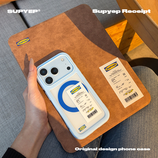 购物小票iPadPro2025保护套360旋转支架平板壳三折笔槽棕色皮纹简约Air6 7平板iPad保护壳Mini趣味小众黄蓝色