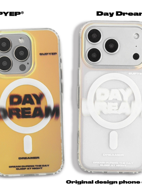 SUPYEP原创透明英文磨砂镭射手机壳磁吸卡包银色插卡片适用iPhone17ProMax情侣手机壳苹果16Pro国潮小众15PM