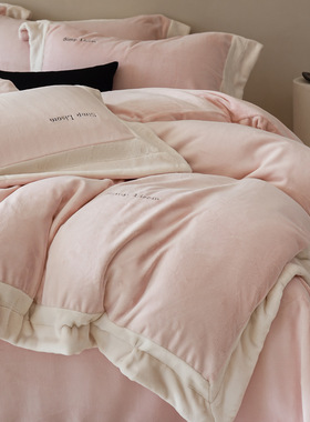 简约A类270g秋冬季加厚牛奶绒全消光全工艺床单奶芙绒被套四件套