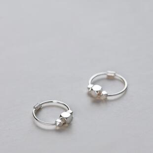 简约光面碎银子耳环网红潮人碎银几两耳扣个性百搭小方块耳圈耳扣