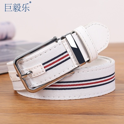巨毅乐男女条纹休闲百搭皮腰带