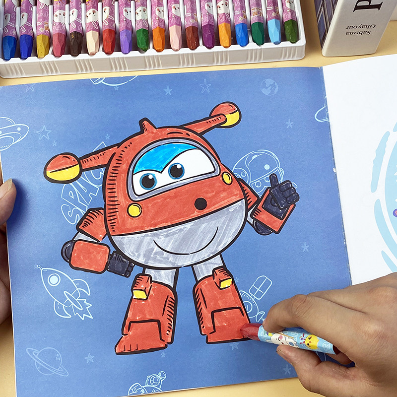 儿童卡通动漫超级飞侠飞机画本学生图画册幼儿早教益智填色涂鸦本