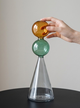 现代简约彩色渐变玻璃球摆件