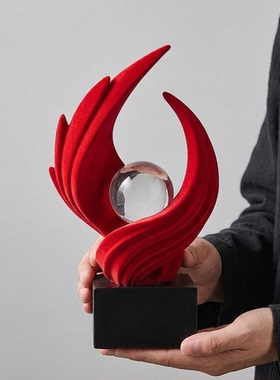 现代简约红火焰水晶摆件