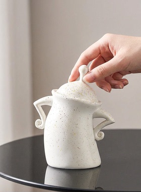 创意陶瓷白色糖罐调料罐摆件