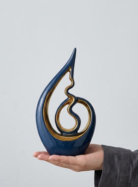 小众异型陶瓷蓝抽象装饰摆件