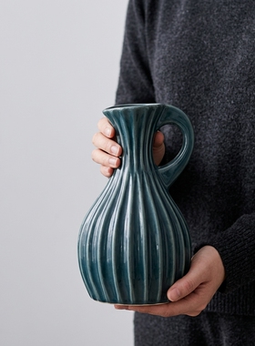 北欧简约陶瓷花瓶摆件仙人掌纹