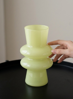 现代轻奢黄色玻璃花瓶客厅茶几