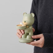 可爱小熊陶瓷烛台家居装 饰摆件创意卡通造型蜡烛台