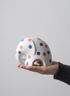 ins可爱波点小象陶瓷摆件