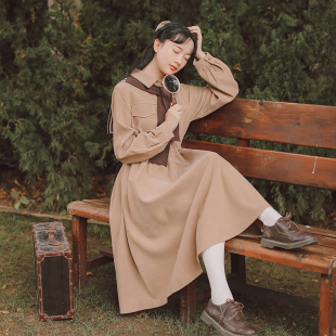 2024秋季文艺复古连衣裙两件套减龄显瘦收腰气质森系学生少女裙子