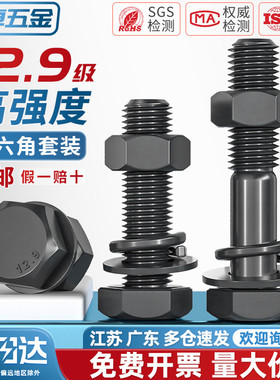 12.9级外六角螺丝螺母套装大全组合螺杆配件高强度螺栓M6M8-M24mm