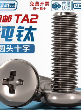 国标TA2纯钛圆头十字螺丝钛合金盘头螺钉螺栓 M2M2.5M3M4M5M6M8mm