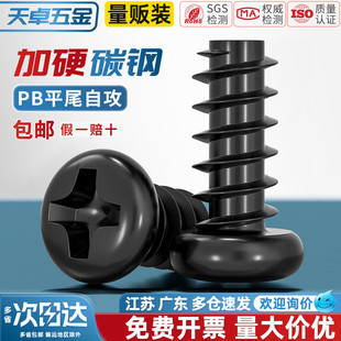 天卓五金PB加硬铁碳钢黑色圆头十字平尾自攻螺丝盘头小螺钉M1M2M3